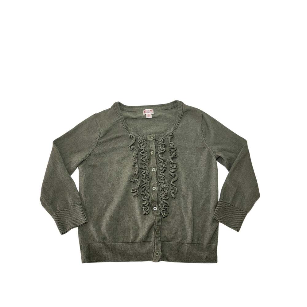 Mossimo Supply Co Girls Ruffle Front Cardigan Sweater Olive Green Size L